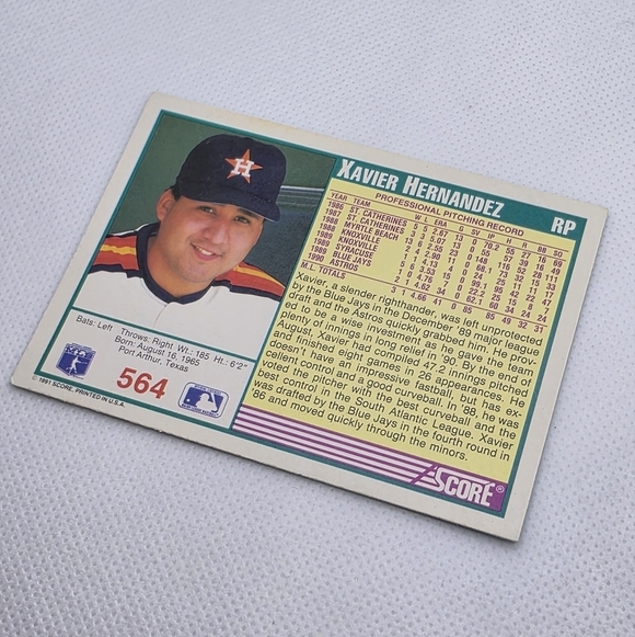 1991 Score Xavier Hernandez Houston Astros #564 Baseball Card - Picture 4 of 4